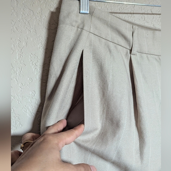 Express Women's Size 14R High Rise Ankle Beige Slim Straight Leg Dress Pants - Picture 4 of 13